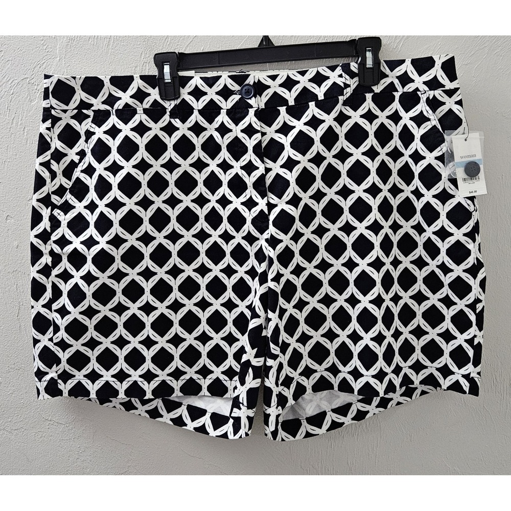 *NEW*w/Tags Crown & Ivy Womens Shorts Size 20W Navy Blue & White 7" Inseam‎
